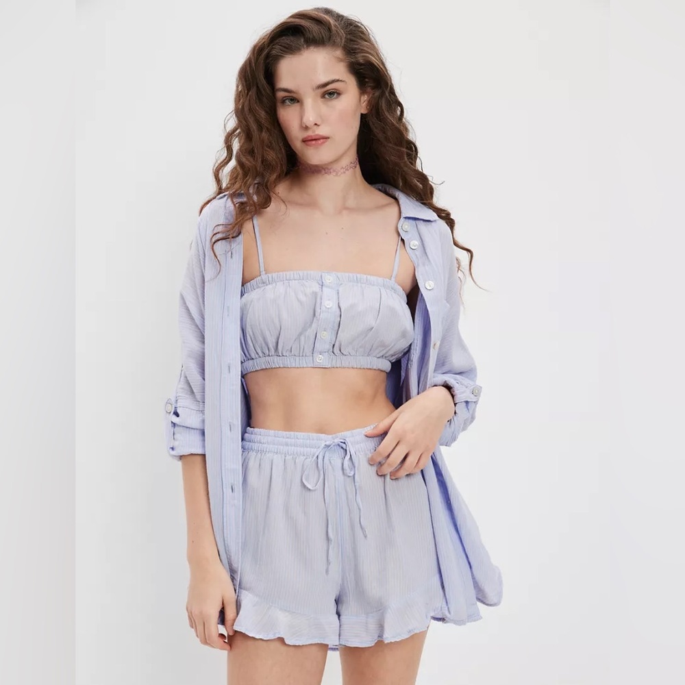 NWOT AE Button-Up Tube Top in Lilac Ice